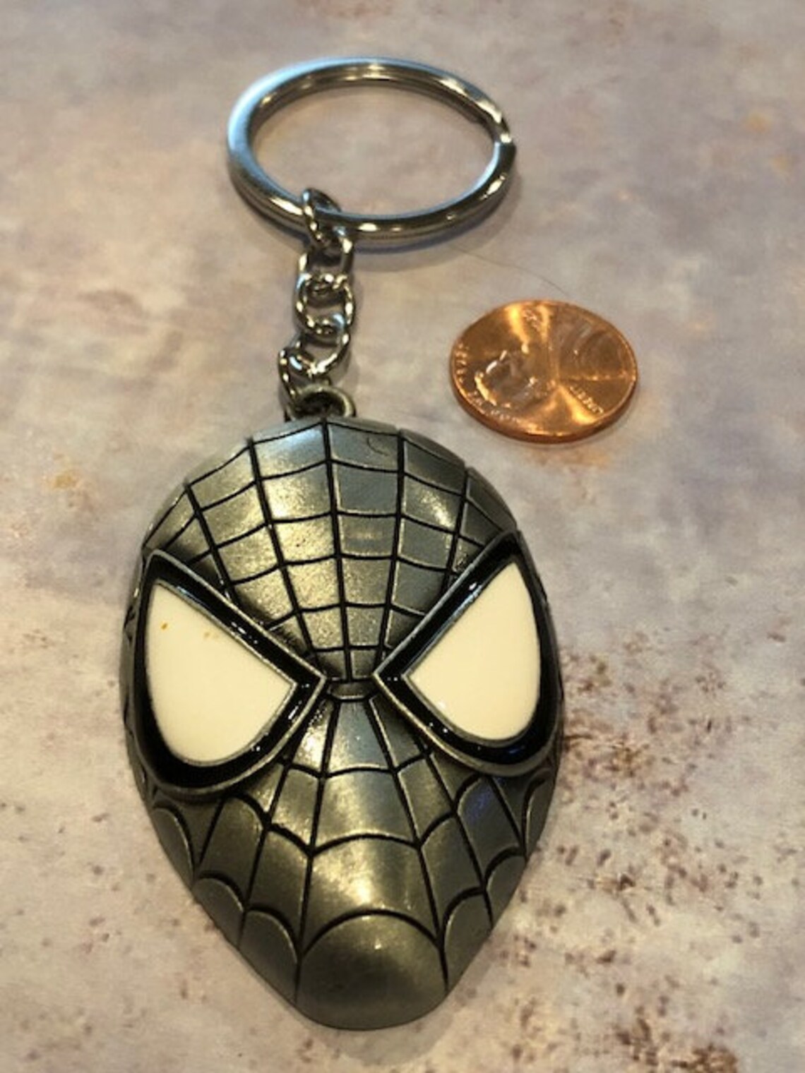 Spiderman Head Keychain l Silver and Black Spiderman Keychain Etsy
