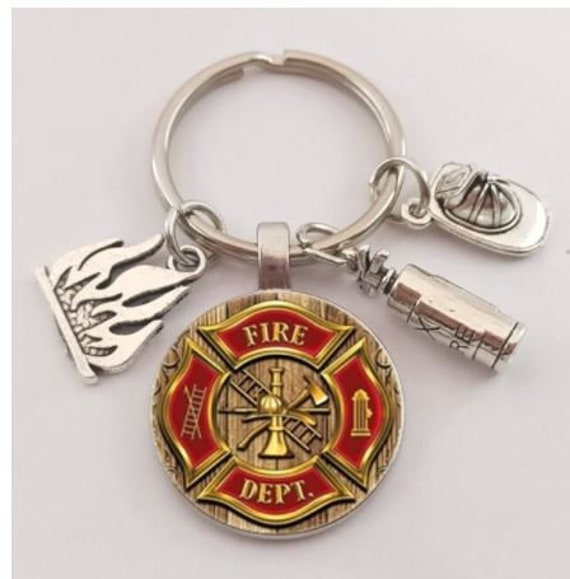 Firefighter Keychain l Fire Department Pendant l Fire Etsy