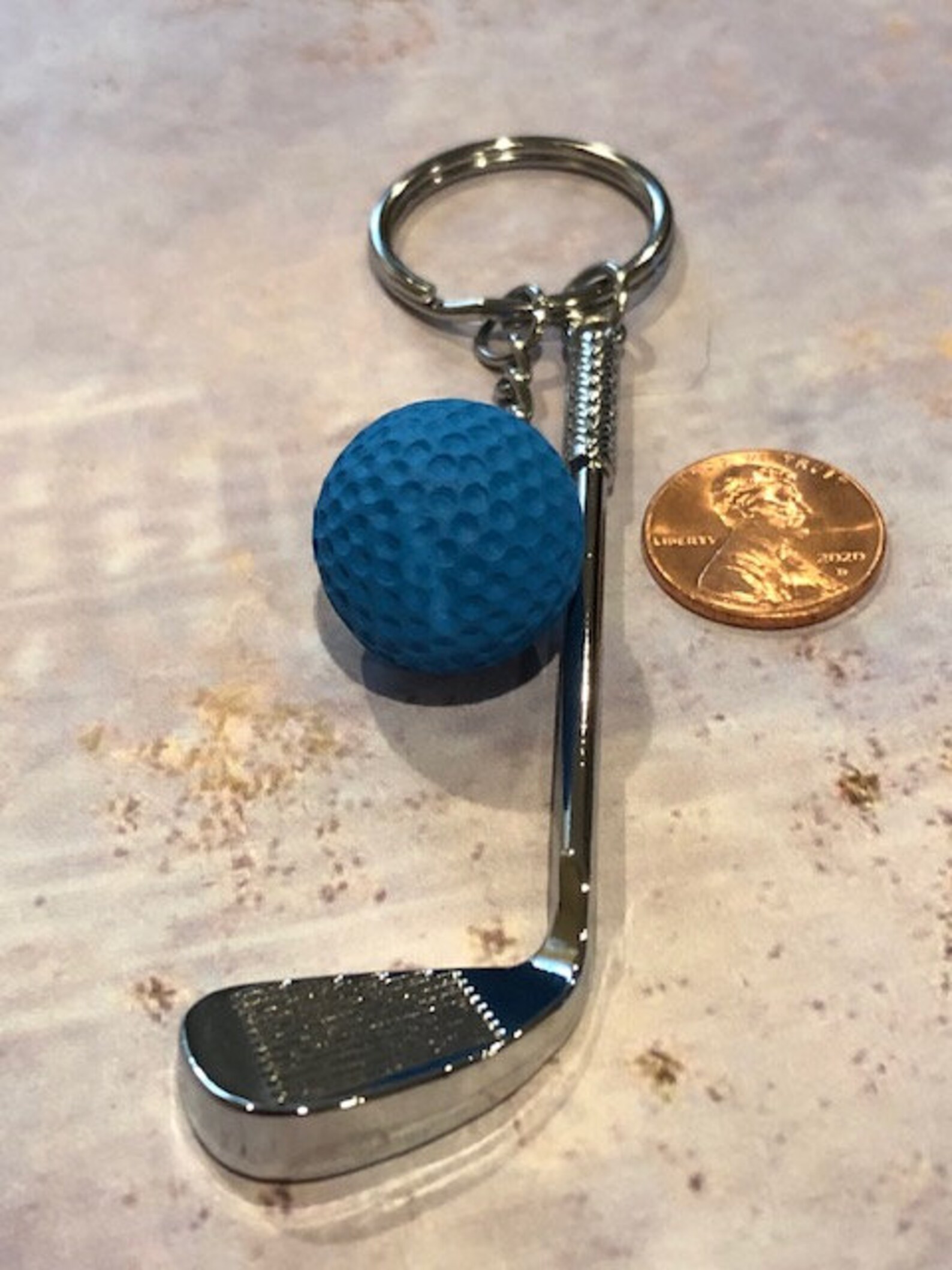 Golf Club and Blue Ball Keychain l Golf Club l Golf Ball l Etsy