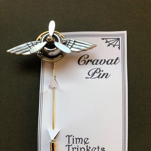 スチームパンク インタラクティブ 飛行機 クラバット ピン - シルバー 飛行機 クラバット ピン - 個性的なメンズウェア - 可動式飛行機 クラバット ピン - 新郎へのギフト