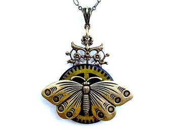 Steampunk Butterfly Pendant - Butterfly Necklace -  Butterfly Pendant - Insect Jewelry - Unique Steampunk Butterfly Pendant - Bug Jewelry