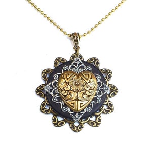 Victorian Heart Necklace - Unique Heart Pendant - Heart Pendant - Unique Steampunk Jewelry - Steampunk Heart Necklace - Valentine's Day Gift