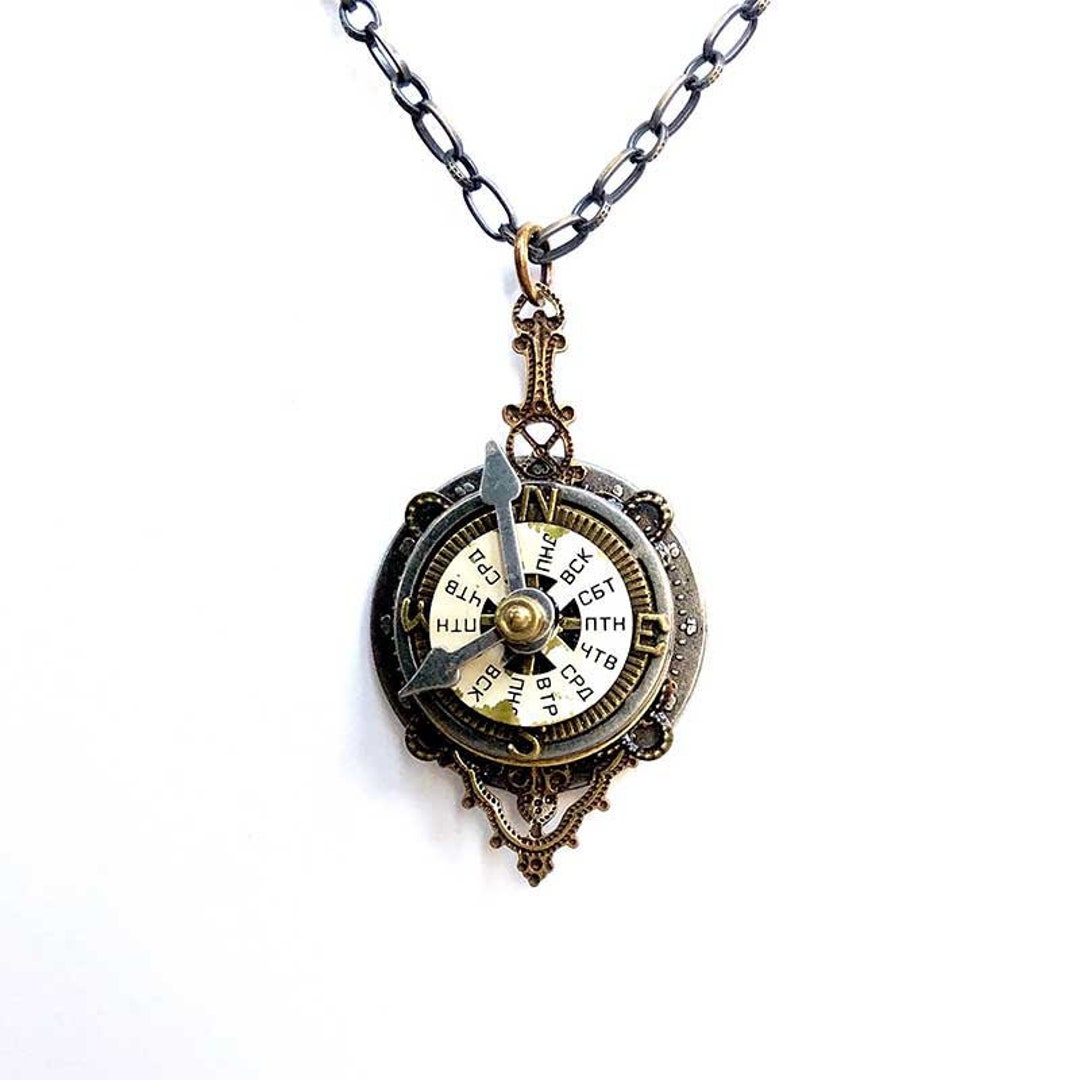 Collar del reloj de la brújula Steampunk colgante steampunk único