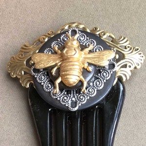 Bee Hair Comb - Fancy Filigree Adornment - Victorian Hair Comb - Bee Comb - Unique Bee Hair Comb - Hair Ornament