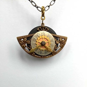 Fan Uhr Halskette - einzigartige Anhänger - Steampunk Fan Uhr Anhänger - interaktiven Schmuck - einzigartige Steampunk Schmuck - Limited Edition