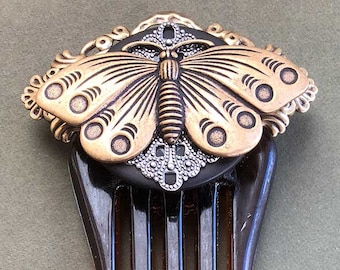 Vintage Butterfly Hair Comb Silver Tone Metal Side Comb 2  display picture 2