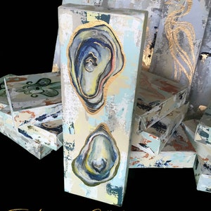 Oyster Shell Knife Painting from The Louisiana Collection. 4&quot;x12&quot;, gold leafing, free ship