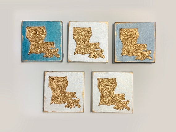 free ship 6x14 The Louisiana Collection BONJOUR gold texture on gray metallic wood