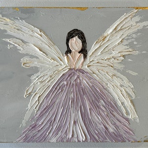 Angel, Hand Painted, heavy texture, Blond Angel, pink, 8x10 image 2