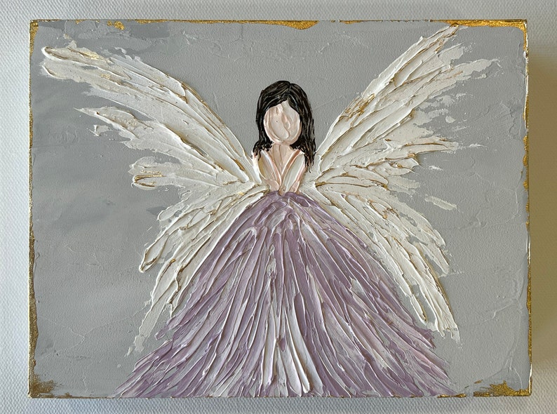 Angel, Hand Painted, heavy texture, Blond Angel, pink, 8x10 image 2