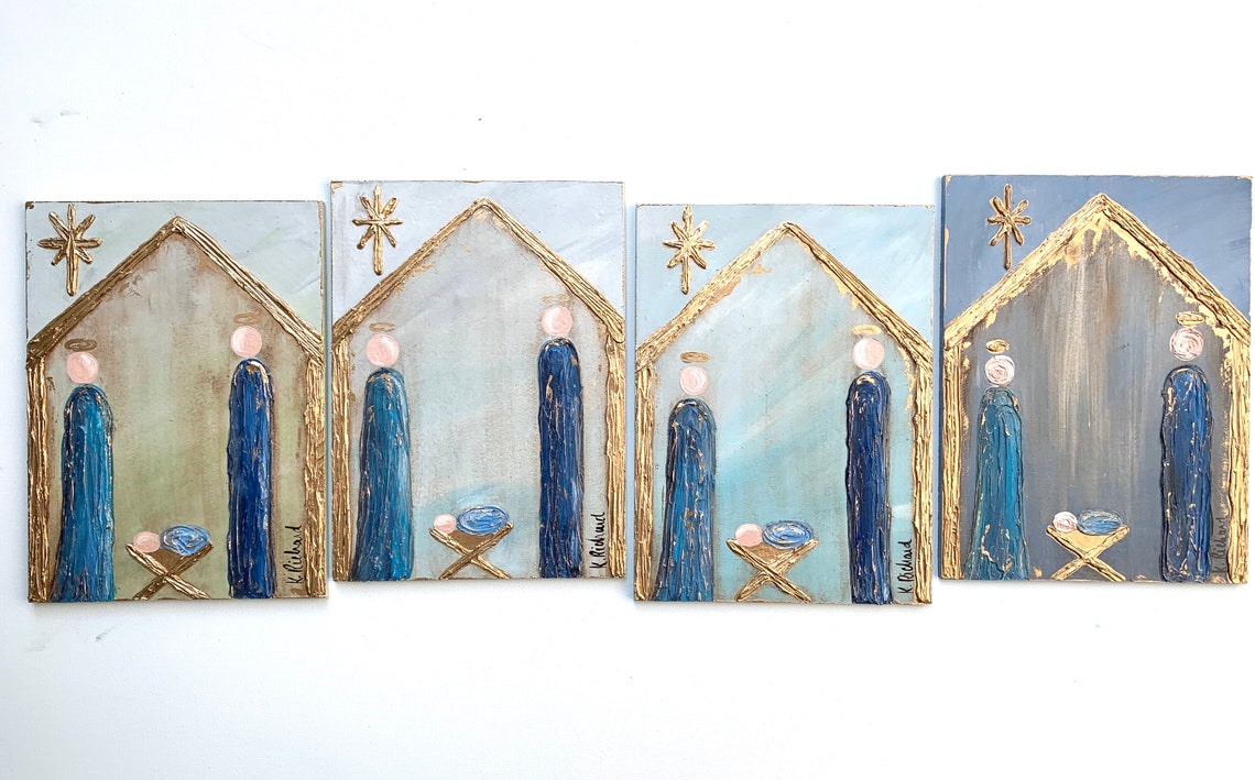 Nativity on Canvas Heavy Texture Painting 8x10 - Etsy