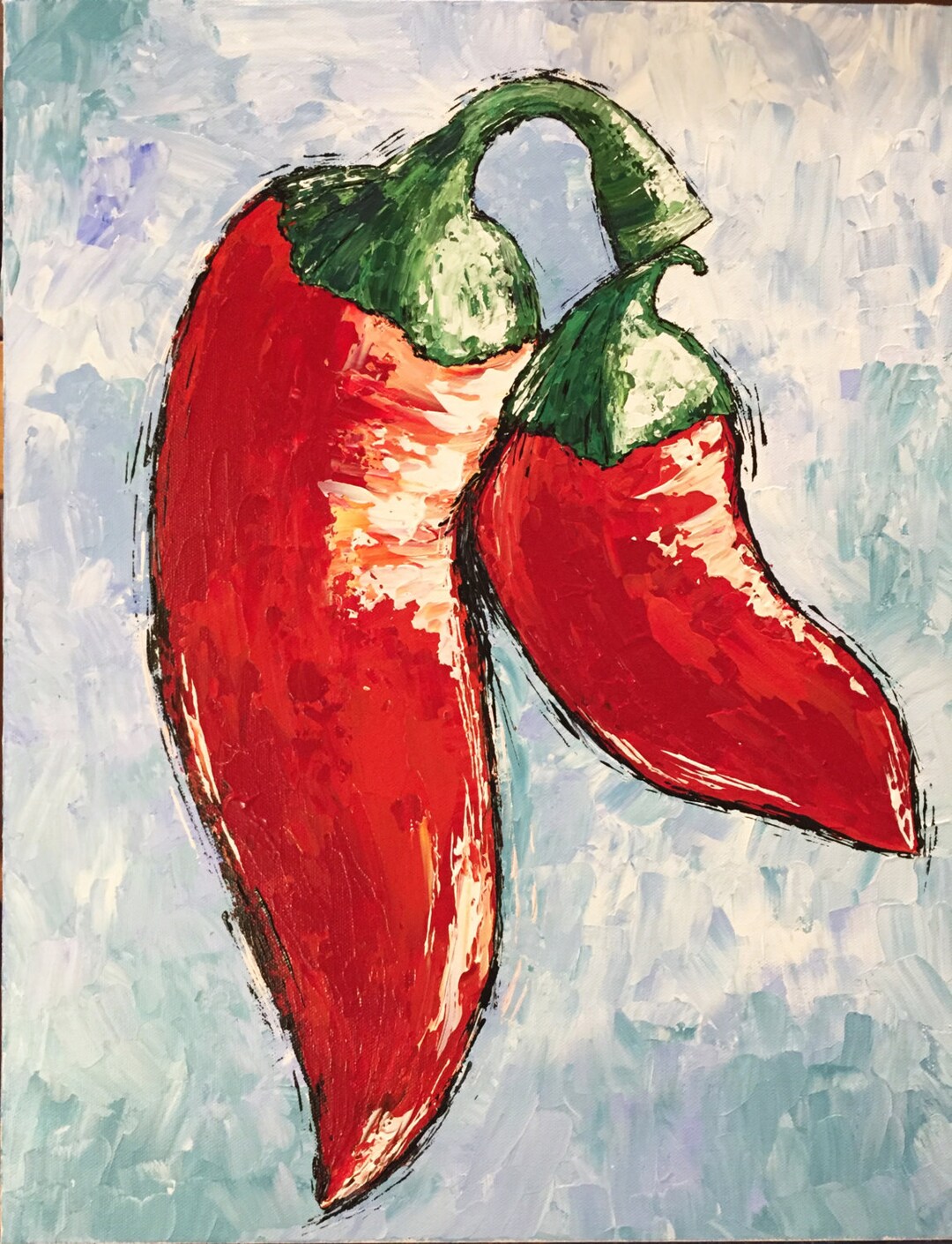 Original Louisiana Tabasco Pepper Knife Painting 16x20 Etsy