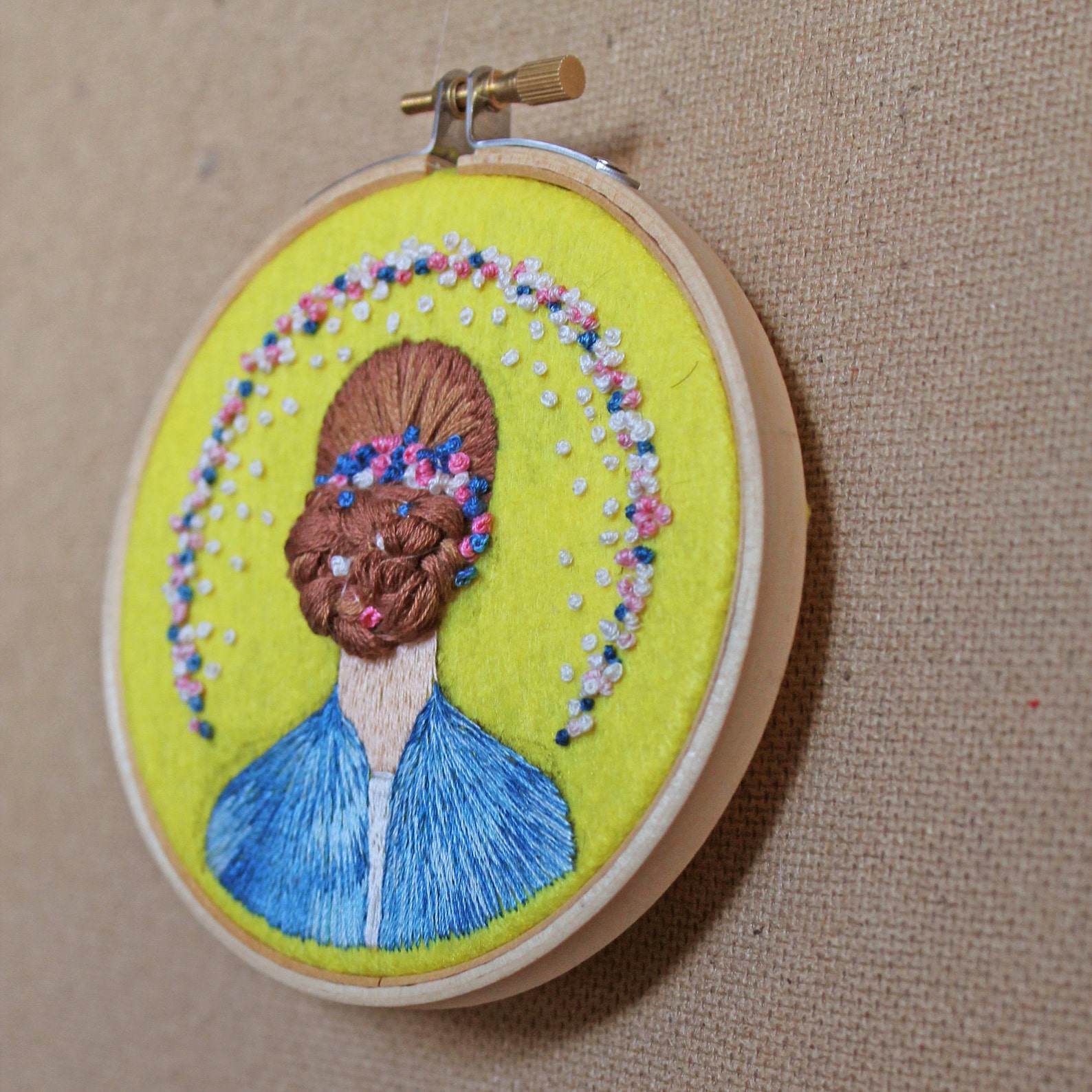 Girls hair embroidery Hand embroidered girl eith realistic Etsy