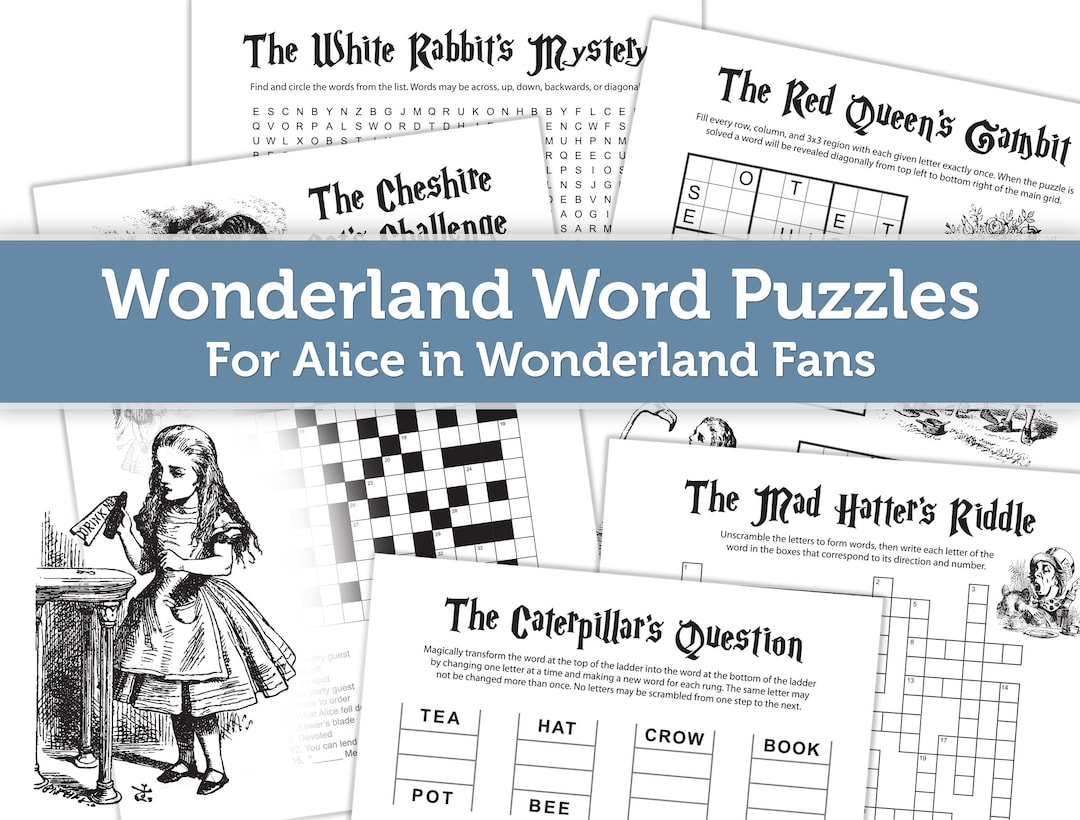 Alice in Wonderland Word Puzzles Games Crossword Puzzle Etsy