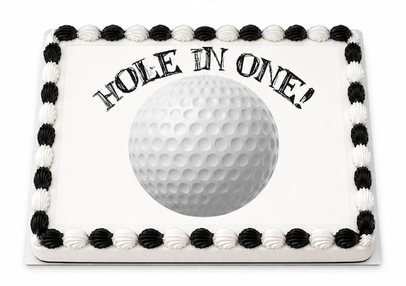 Hole in One Golf Ball Edible Cake Topper, White Dimple Close Up Frosting Sheet Image, Golfer Achievement Party ~ D22754