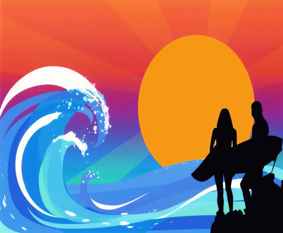 Summer Surfing Birthday ~ Edible 2D Fondant Birthday Cake/Cupcake Topper ~ D3006