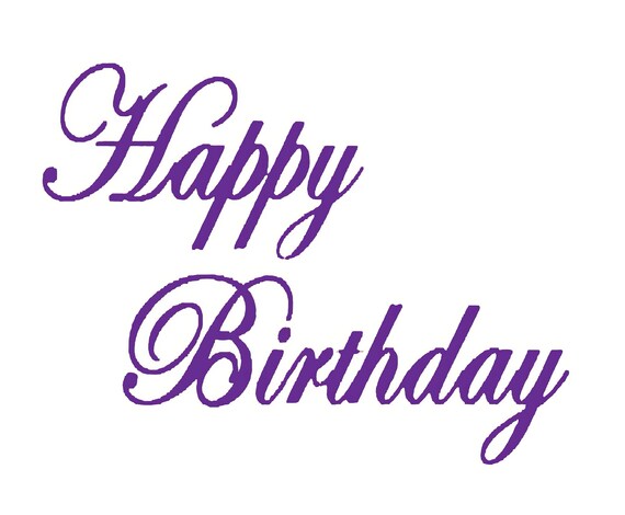 Purple Happy Birthday Script ~ Edible 2D Fondant Birthday Cake/Cupcake Topper ~ D22471