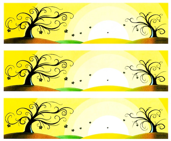 Autumn Trees Surreal - Birthday Background - Side Strips ~ Edible 2D Fondant Birthday Cake Side Toppers ~ D22556