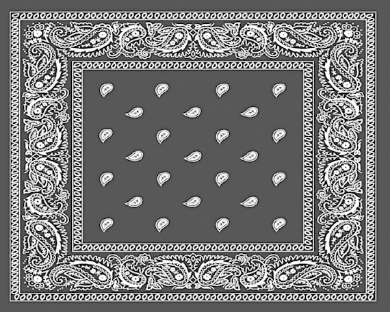 Grey Paisley Bandana Birthday - 2D Fondant Edible Cake and Cupcake Topper For Birthdays and Parties! - D24660
