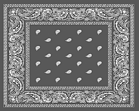 Grey Paisley Bandana Birthday - 2D Fondant Edible Cake and Cupcake Topper For Birthdays and Parties! - D24660