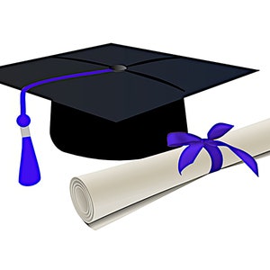 Blue Graduation Cap & Diploma ~ Edible 2D Fondant Birthday Cake/Cupcake Topper ~ D22881