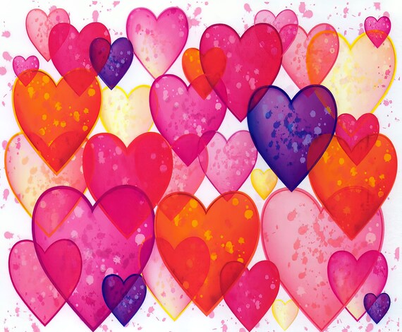 Valentine's Day Hearts ~ Edible 2D Fondant Birthday Cake/Cupcake Topper ~ D2832