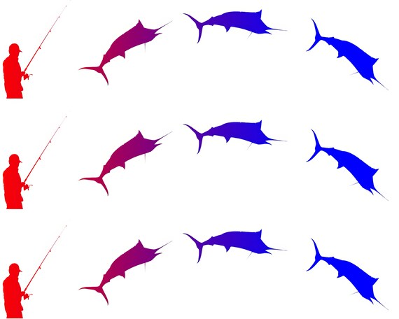 Marlin Fisherman - Side Strips ~ Edible 2D Fondant Birthday Cake Side Toppers ~ D21571