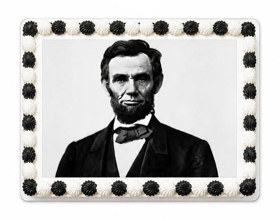 Abraham Lincoln Edible Cake Topper, President Portrait Frosting Sheet Image, History Birthday ~ D1109