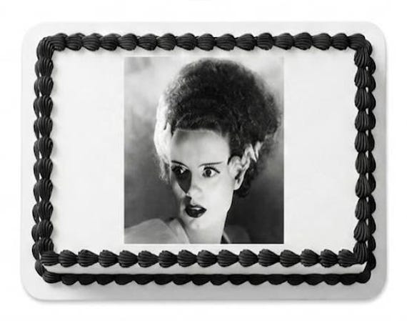 Bride of Frankenstein Edible Cake Topper, Gothic Halloween Frosting Sheet Image, Classic Monster Party ~ D1004