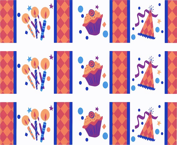 Birthday Background - Side Strips ~ Edible 2D Fondant Birthday Cake Side Toppers ~ D2997