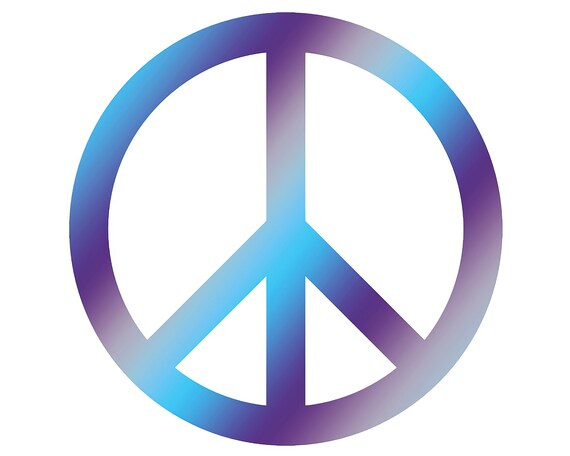 Purple & Blue Peace Sign ~ Edible 2D Fondant Birthday Cake/Cupcake Topper ~ D22183