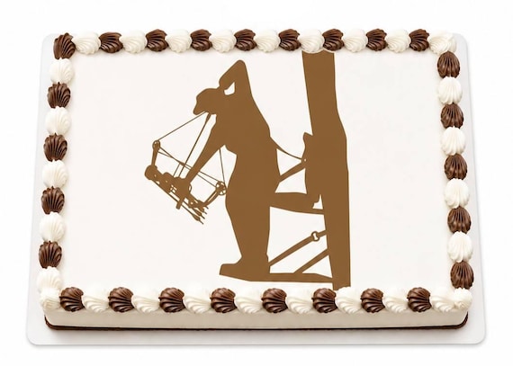 Brown Bowhunter Edible Cake Topper, Tree Stand Archery Birthday Frosting Sheet Image ~ D3950