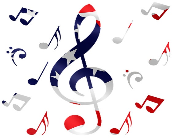 Band Music Notes Patriotic Birthday ~ Edible 2D Fondant Birthday Cake/Cupcake Topper ~ D22717