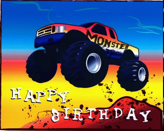 Monster Truck Birthday ~ Edible 2D Fondant Birthday Cake/Cupcake Topper ~ D1332