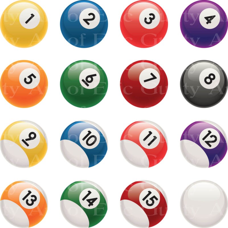 Pool Balls Edible 2D Fondant Birthday Cake/Cupcake Topper D22563