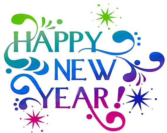Happy New Year! ~ Edible 2D Fondant Birthday Cake/Cupcake Topper ~ D4861
