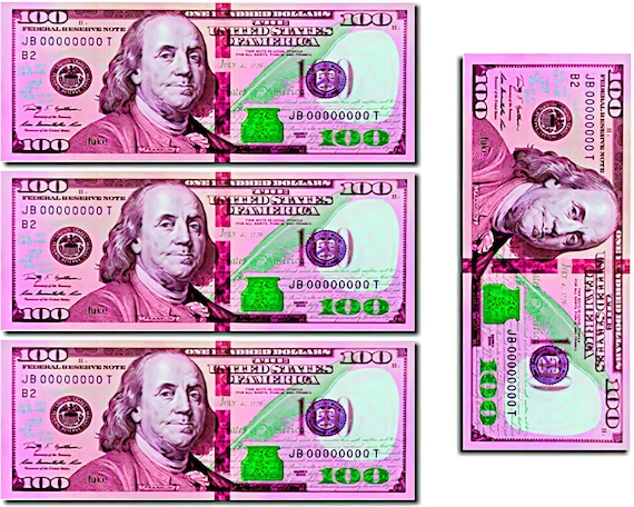 Pink 100 Dollar Bill Birthday ~ Edible 2D Fondant Birthday Cake/Cupcake Topper ~ D24687