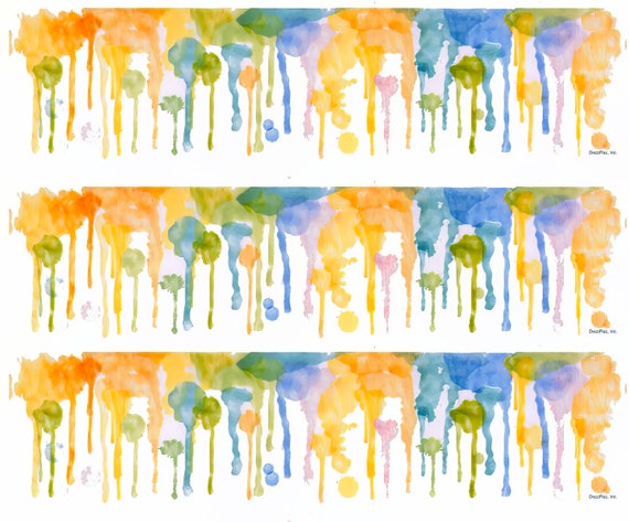 Watercolor Drips - Birthday Background - Side Strips ~ Edible 2D Fondant Birthday Cake Side Toppers ~ D22561