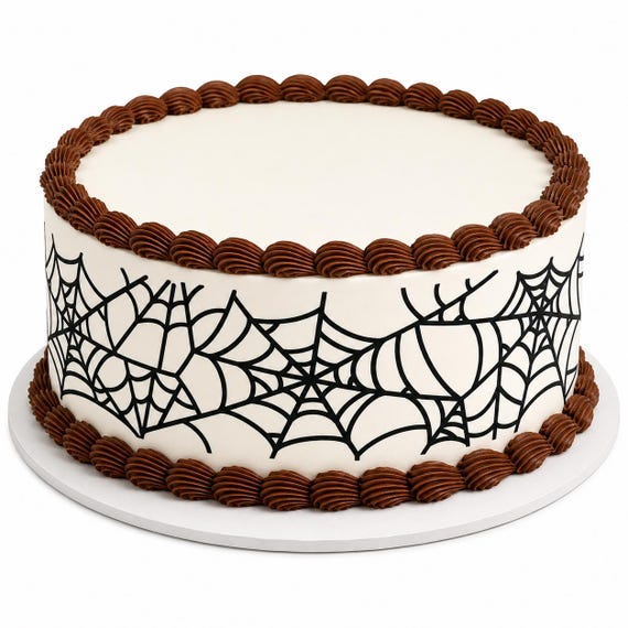Halloween Spider Webs - Birthday Background - Side Strips ~ Edible 2D Fondant Birthday Cake Side Toppers ~ D22553