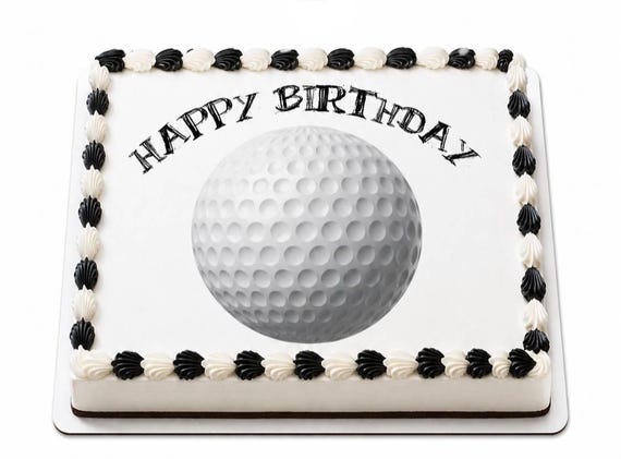 Golf Ball Happy Birthday Edible Cake Topper, White Dimple Close Up Frosting Sheet Image, Golfer Sports Club ~ D22752