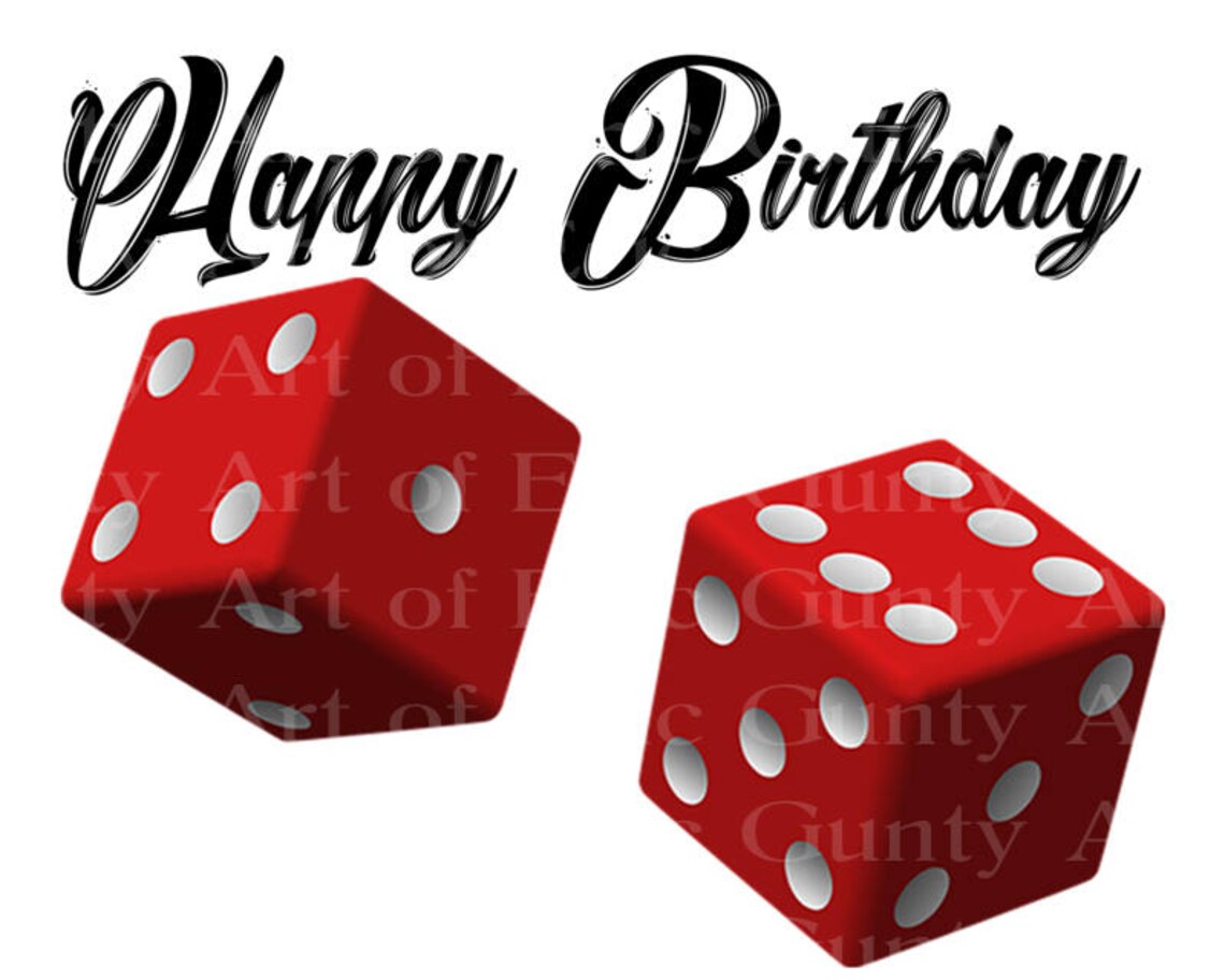 Casino Las Vegas Red Dice Happy Birthday Edible 2D Fondant Etsy
