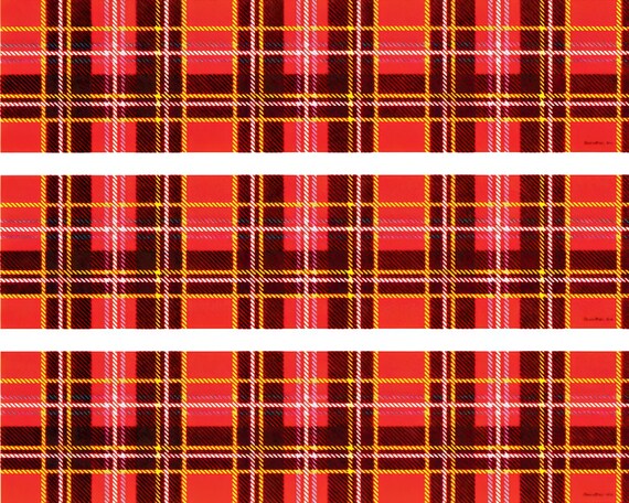 Red Plaid - Birthday Background - Side Strips ~ Edible 2D Fondant Birthday Cake Side Toppers ~ D1503