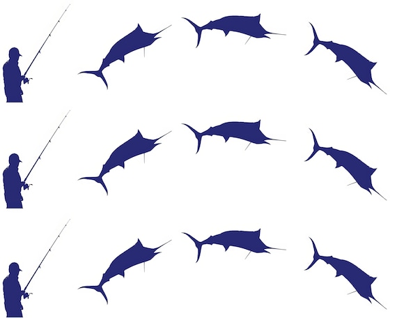 Marlin Sport Fishing - 2D Fondant Edible Cake Side Toppers - Decorate The Sides of Your Cake! - D24353