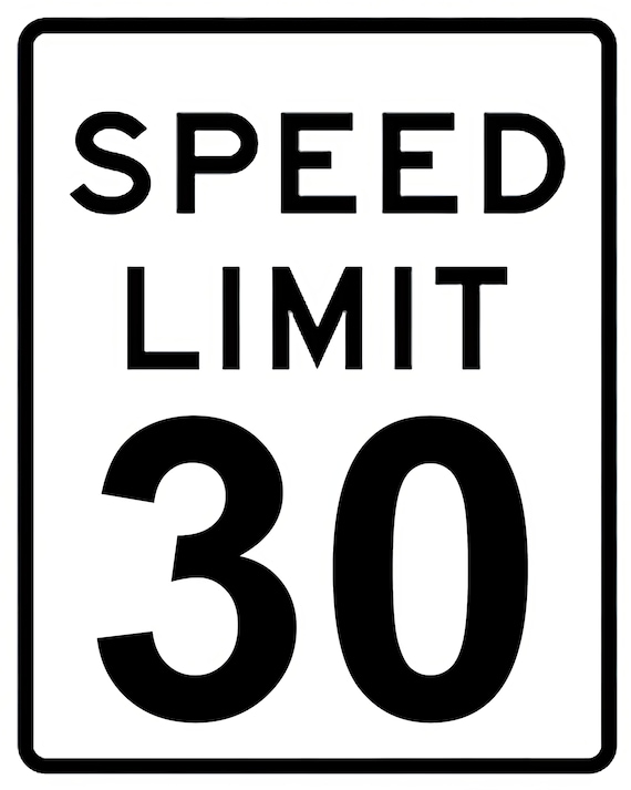 Speed Limit 30th Birthday Sign - 2D Fondant Edible Cake & Cupcake Topper For Birthdays and Parties! - D24331