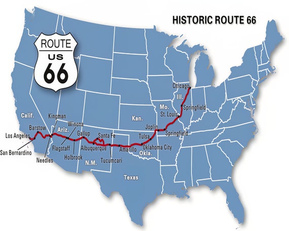 Route 66 Map Birthday ~ Edible 2D Fondant Birthday Cake/Cupcake Topper ~ D1706