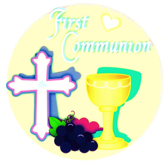 First Communion ~ Edible 2D Fondant Birthday Cake/Cupcake Topper ~ D1174