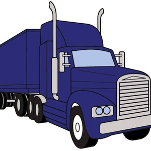 Blue Semi Trucker Birthday - 2D Edible Fondant Cake/Cupcake Topper For Birthdays and Parties! - D24398
