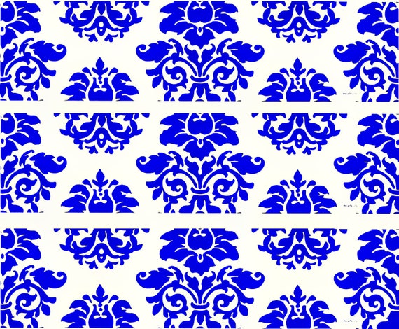 Blue Damask Birthday ~ Edible 2D Fondant Birthday Cake Side Toppers ~ D22851