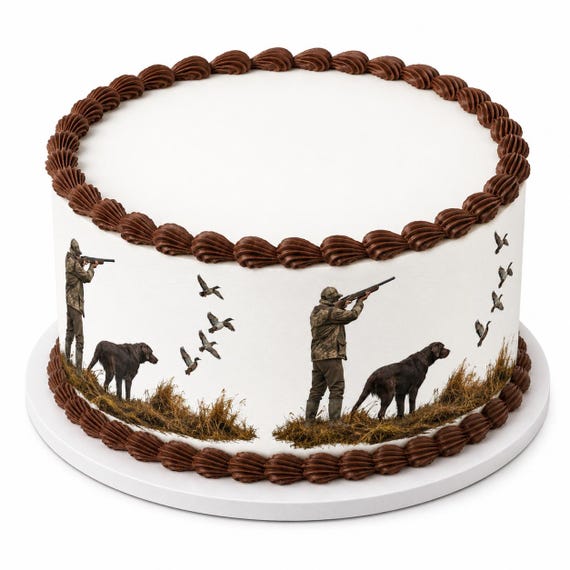 Duck Hunting Edible Cake Side Strip, Camo Birthday Frosting Sheet Decoration ~ D24037