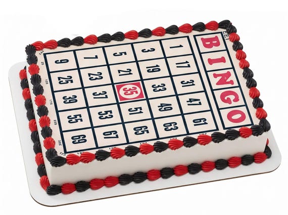 Pink Bingo Card Edible Cake Topper, Bingo Party Frosting Sheet Decoration ~ D22903